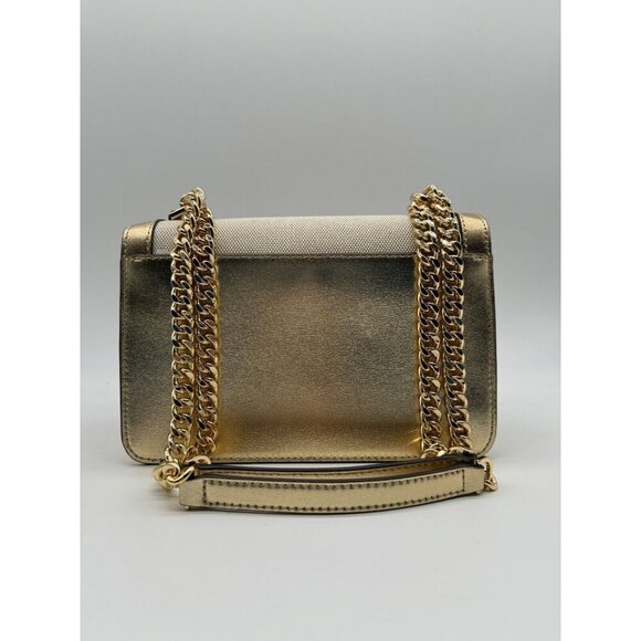 MICHAEL KORS Heather canvas leather large shoulder crossbody bag -GOLD/ NATURAL - Picture 8 of 15